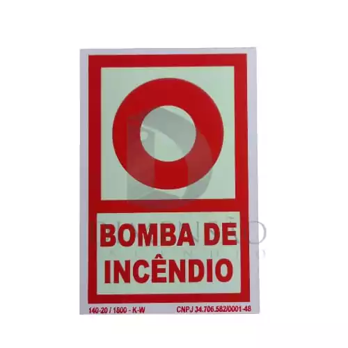 PLACA E3 - BOMBA DE INCÊNDIO ( 10cm X 15cm )